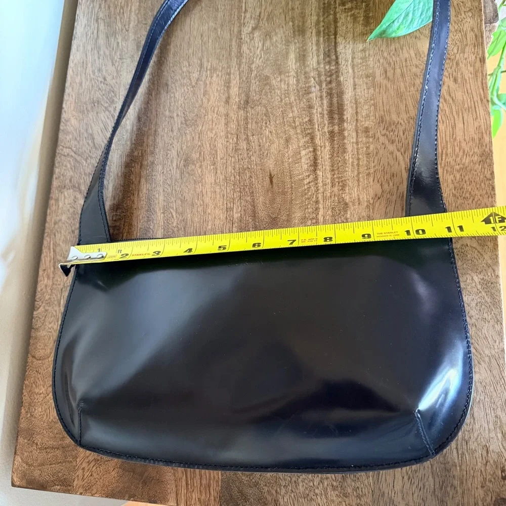 Vintage Furla Shoulder Bag‎ Black Patent Leather Made in Italy Y2K Minimalist